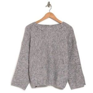 NWT FRNCH Heather Grey Open Stitch Knit Long Sleeve Sweater S/M